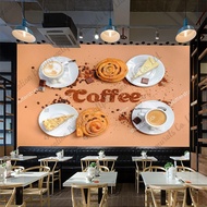 Custom wallpaper mural Coffee Cake Photo Wallpaper Industrial Decor Mural Afternoon Tea Restaurant C