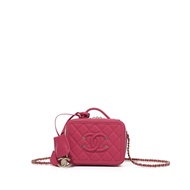 Chanel Pink Caviar Small CC Filigree Vanity Case Gold Hardware, 2020