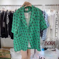 Korean Ulzzang BORA SHOP short sleeve Women's blazer with mouse pattern