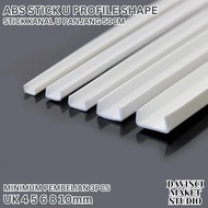 ABS Stick U Shape - ABS Stick U Channel 4mm 5mm 6mm 8mm 10mm White 50cm