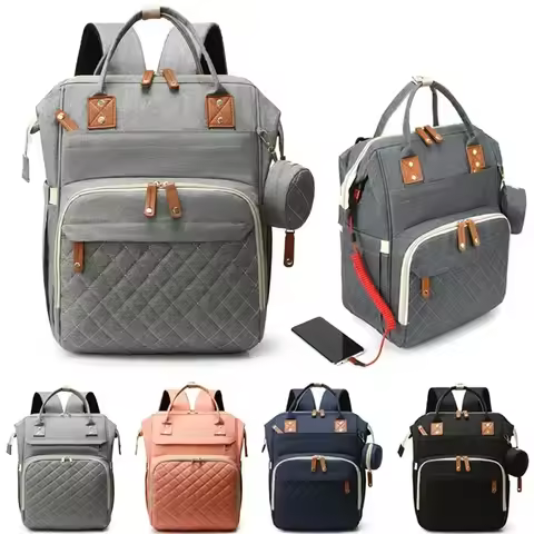 USB Mummy Bag Diaper Bag Baby Care Large Capacity Mom Backpack Mummy Maternity Wet Bag Waterproof Ba