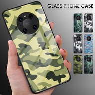 For Huawei Mate 40 Pro Mate30 Mate20 Mate10 Pro Mate 20X Camouflage Soft Edge Silicone Case Shockproof Tempered Glass Back Cover Phone Casing