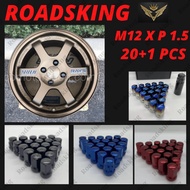 [ M12 X P 1.5 / 20PCS +1 ] RAYS WHEEL RIM NUT LOCK TYRE TIRE RACING STEEL BESI TAYAR
