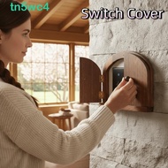 TN5WC4 Solid Wood Switch Cover, Self adhesive Door Shape Socket Decorative Frame, Anti-Shock Double 