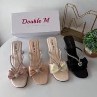 DoubleM Kasut Raya (FY028 Size 36-40) Readystock Wanita High Heels Bow Decoration 7cm