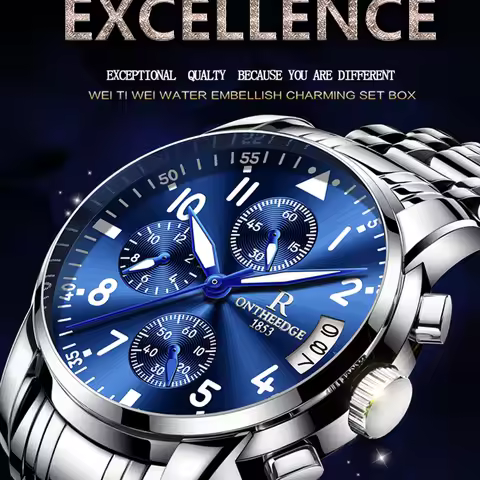 ONTHEEDGE Watch Men Waterproof Quartz Mens Sports Wristwatches Business Male Clock Luminous Hands Ch