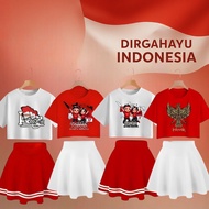 MERAH Bsju Suit Age 3-17 Years Merput Cute Motif Happy Independence Day Setln Abak August Red and Wh