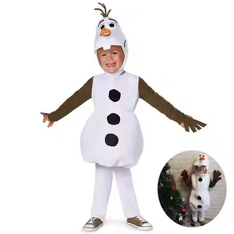 New Year Christmas Girls Olaf Cospaly Costume Frozen Deluxe Toddler Bodysuit Halloween Hooded Costum