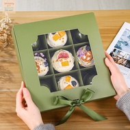 27x26x6cm Dessert Box with Window & Ribbon (5pcs) / 9 Grid Korean Style Cake Packaging Box Mooncake 