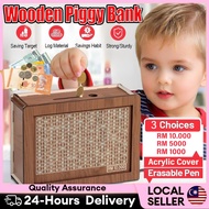 🔔【Promosi Hari Raya】 Money Saving Box Wood Money Bank with number on the box Tabung Duit Reusable Mo