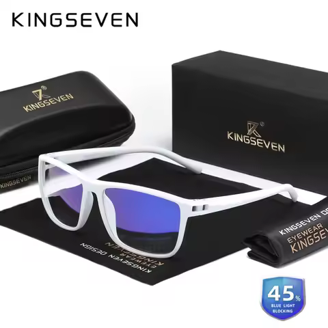 KINGSEVEN 2025 Fashion Anti-Blue Light Glasses Men/Women Computer Blue Ray Block Work Students Trans