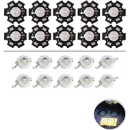 10pcs 3W UV LED Ultraviolet Bulbs Lamp Chips 365nm 370nm High Power Light Bead (3W LED with 20cmm PC
