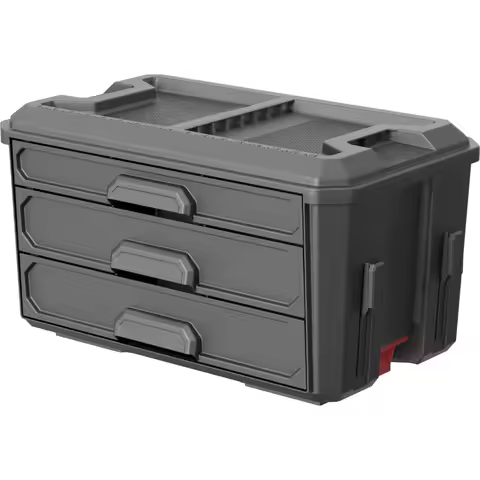 Hyper Stack 3 Drawer Tool Storage Box with Heavy-Duty Construction and Organized Workspace Solution 