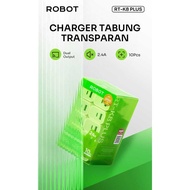 1 BOX CONTAINS 10 PCS ROBOT RT - K8 PLUS DUAL OUTPUT USB A ADAPTOR + USB C FAST CHARGING C203 OLIKE 