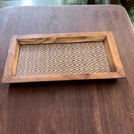 Lotus Tray Woven Wooden Water Serving 5x9
