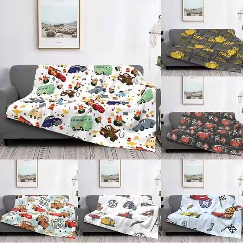 Cars Lightning McQueen Flannel Throw Blanket Lightweight Bedspread Sofa Decor Home Textiles Highway 