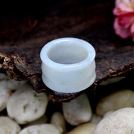 White Jade Ring Glass Texture Emperor Shape Size 68-69mm.