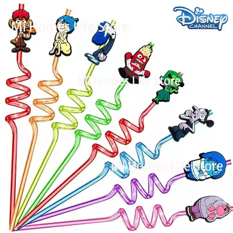 8pcs Inside Out 2 Drinking Straws Children Birthday Party Decor Baby Shower Cartoon Anime Sadness An