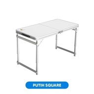 Meja Lipat Koper Portable Serbaguna - Putih KakiKotak, Meja