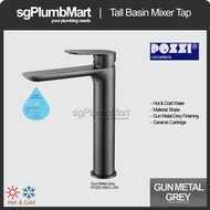 Pozzi x sgPlumbMart Gun Metal Grey Tall Basin Mixer Tap X921LGG Bathroom Wash Basin Hot/Cold Faucet Tap