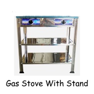 Thailand Stainless Steel Double Burner Gas Stove With Stand / Dapur Gas Dengan Kaki