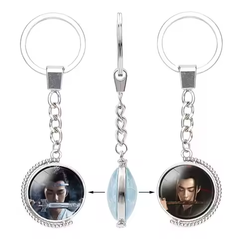 Xiao Zhan Wang Yibo The Untamed Weiwuxian Lan Zhan Portachiavi Keyring Rotatable Pendant Key Holder 