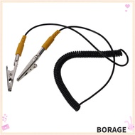 BORAG Coiled Cord, Black 2mm Anti-Static ESD Grounding Cable, Durable Male-to-Female Polyurethane 18