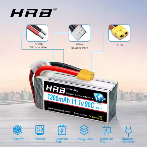 HRB Lipo Battery XT60 Plug 2S 3S 4S 5S 6S 1300mAh 1500mAh 1800mAh 2200mAh 2600mAh 11.1V 14.8V 18.5V 