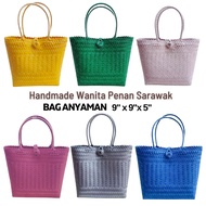 9"x9" - Plain Beg Anyaman Sarawak/ Tote Bag Women / PVC Bakul Anyaman Handmade Wanita Penan Sarawak