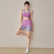 High-End Yoga Wear Female Dopamine Gradient Sports Suit Outdoor Running Training Fitness Suit 8-9 Ru