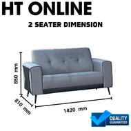 HT ONLINE Elegant Upholstered Sofa Set 2+3 Seater with High Density Foam and Metal Legs
