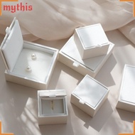 [MYTHIS] Jewelry Box, White/Pink Display Organizer Jewelry Packaging Box, Elegant Satin Earring Orga