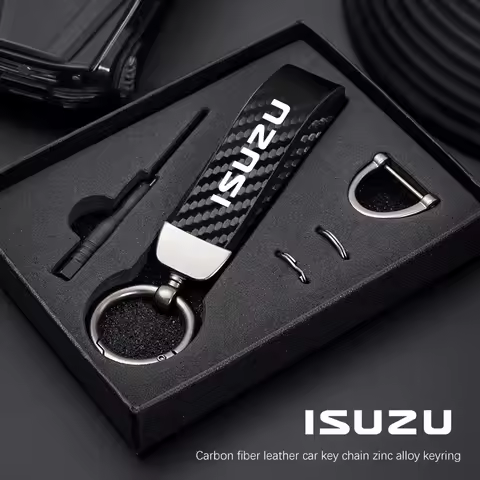 Car Carbon Fiber Style Keychain Microfiber Leather Key Chain For Isuzu Dmax Mux Trooper ELF NQR 75 F