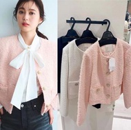 🌾日牌（淺粉/米白）預購 Apuweiser riche 貴牌 原25300yen 高質 粗花呢 紋理 小香風 外套