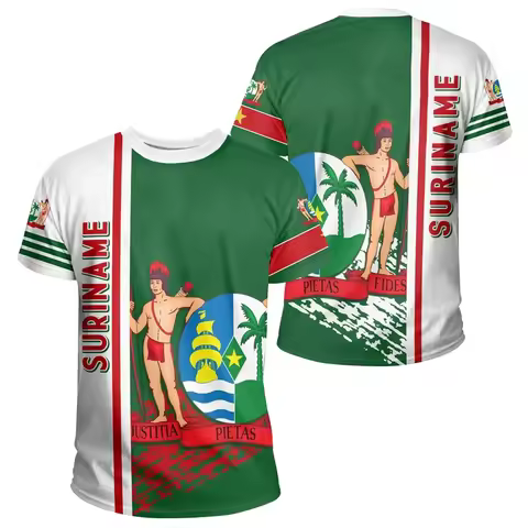 Surinam Flag Graphic T Shirt For Men Suriname National Emblem 3D Printed T-Shirts Summer Bolivian Bo