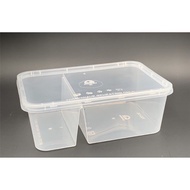 750DS RECTANGULAR TWO (2) COMPARTMENT PLASTIC DISPOSABLE FOOD