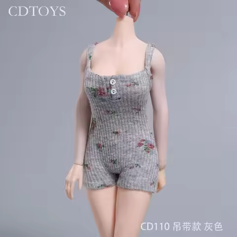 Presale CDTOYS CD110 1/6 Scale Long Sleeves/strapsFloral Print Bodysuit Clothes Model for 12'' Actio