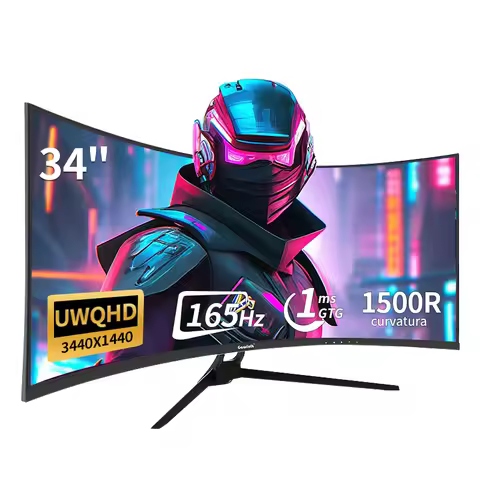 Gawfolk 34 Inch Ultrawide Curved Gaming Monitor, 1500R PC Screen 165hz UWQHD 4K, Curved Computer Scr