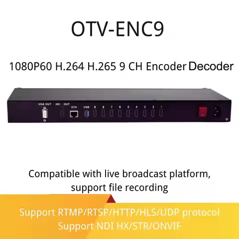 OTV-ENC9 H.265 H.264 9Ch HDMI-compatible USB IPTV Streaming SRT HLS UDP RTMPS NDI HX Encoder Decoder