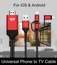 適用於電視的通用 HDMI 轉接器 3 合 1 手機轉電視轉接器 USB C Micro USB 照明轉高清電視顯示器投影儀  sasckp Universal HDMI Adapter for TV