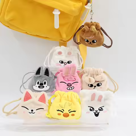 SKZOO Stray Children Cartoon Animal Bundle Pocket Plush Storage Wallet Small Bag Mini Small Bag Port