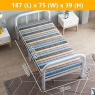SG Ready Stocks BED FRAME WITH FREE TOPPER Folding Single Double Bed Simple Portable Home Iron Metal Foldable Bed