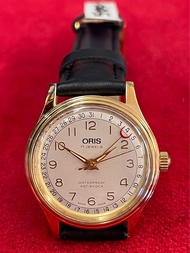 ORIS 17 Jewels Waterproof Antishock สี่เข็ม เข็มชี้วันที่ก้ามปู บอยไซร์ ระบบไขลาน ตัวเรือนทองชุบ นาฬิกาผู้ชาย นาฬิกามือสองของแท้