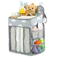 Portable Waterproof Baby Storage Organizer Crib Hanging Storage Bag Caddy Organizer for Baby Essentials Bedding Set Diaper Bag