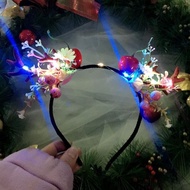 【Taiva】 LED ที่คาดผม เขากวาง สําหรับผู้หญิง Elf Ears Deer Headband ไฟกระพริบ