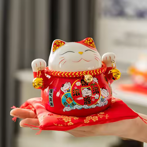 4.5 inch lucky cat creative ceramic home decoration small lucky cat piggy bank piggy bank car decora