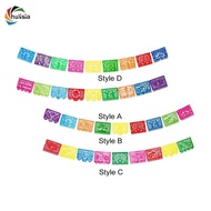 [chulisia] Mexican Party Banner, Fiesta Hanging Banner, Colorful, 9 Patterns, 4.5M Long,