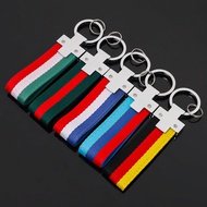 1Pcs Creative Metal and Cloth Car Key Ring Italy Germany Flag 3-color Universal Keychain Outdoor Spo