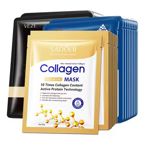20pcs Hyaluronic Acid Collagen Face Mask skincare Moisturizing Firming Hydrating Facial Masks Sheet 