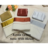 Ready Stock Saree/Kerala Saree/Kerala Plain Saree/Pure Cotton Kerala Saree/Handloom Saree